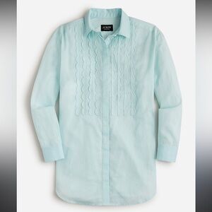 Collection limited-edition sheer scalloped tuxedo shirt in cotton voile